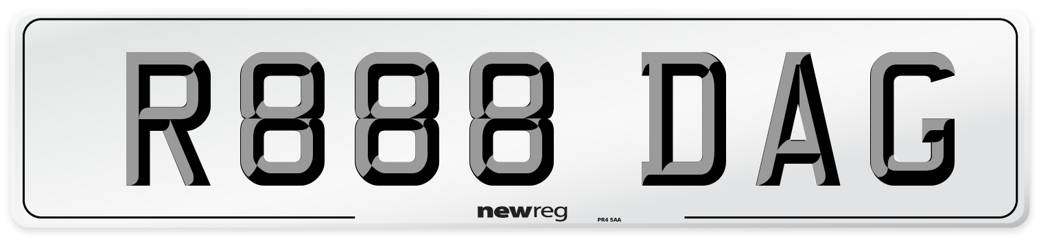 R888 DAG Number Plate from New Reg